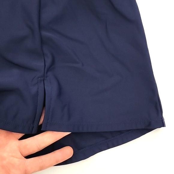 Navy Swim Skirt Front Slit Elasticized  Waistline Integrated Full Bottom Size 12 - Picture 4 of 11